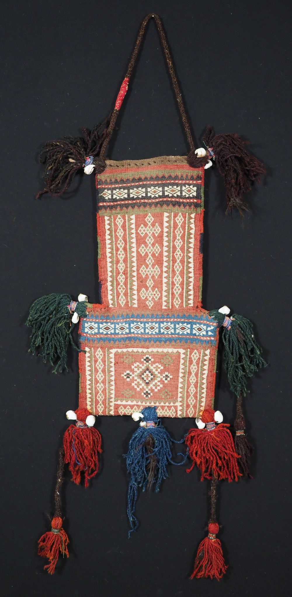 antique salt bag namakdan by the zaggar mengal baluch nomads circa 1900