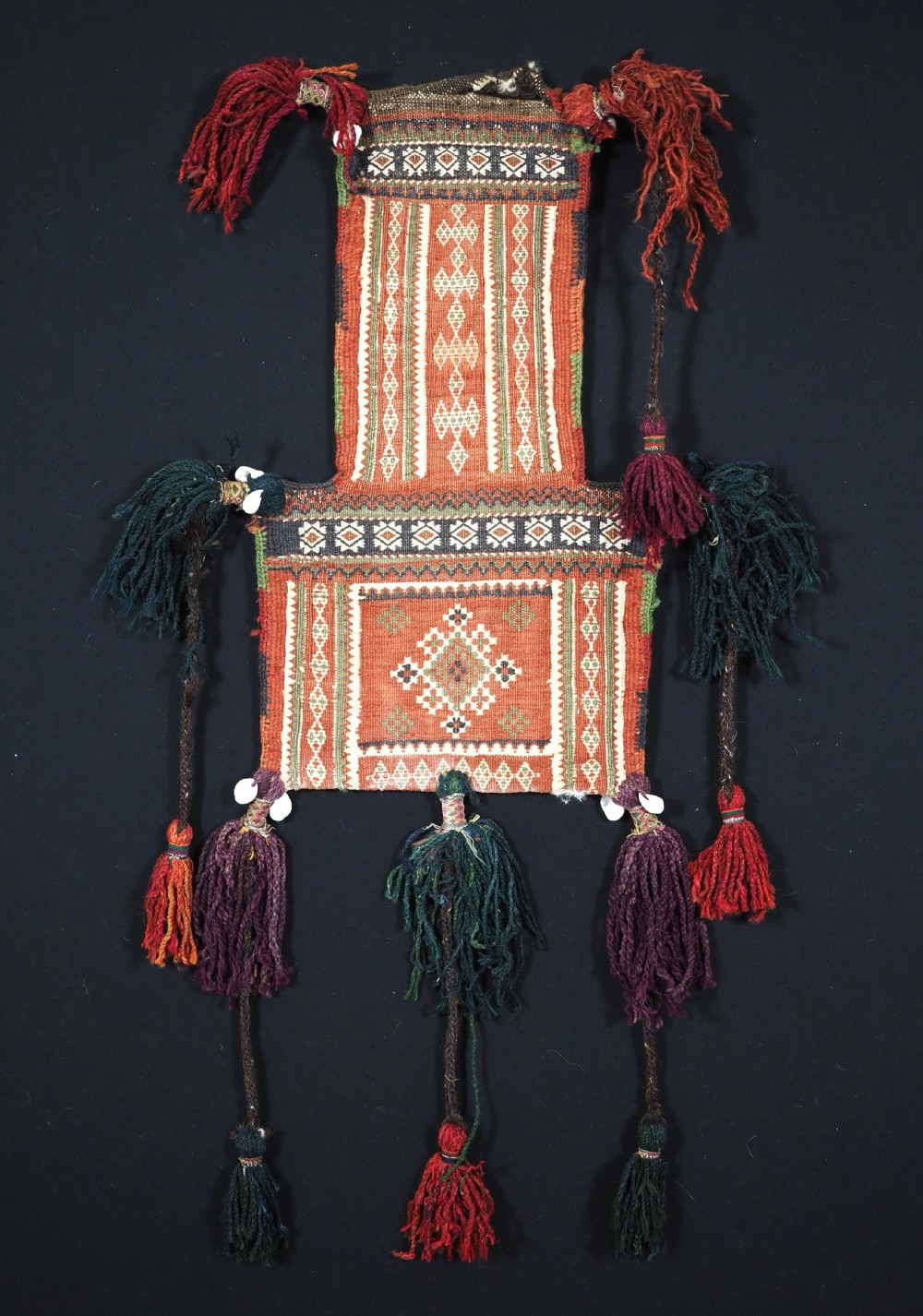 antique salt bag namakdan by the zaggar mengal baluch nomads circa 1900