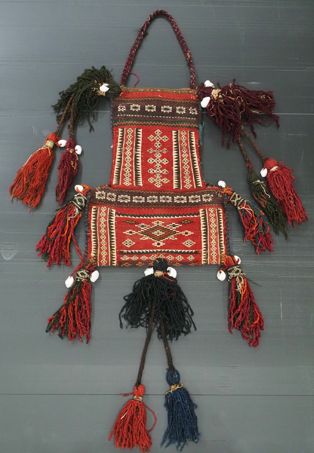 antique salt bag namakdan by the zaggar mengal baluch nomads circa 1900