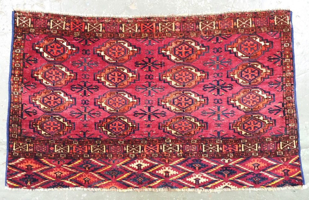 antique tekke saryk turkmen 16 gul chuval face scarce cochineal field colour circa 1880