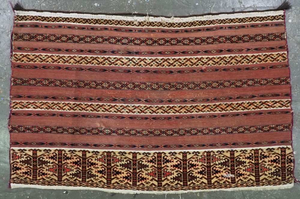 antique tekke turkmen 'ak' chuval face circa 1870