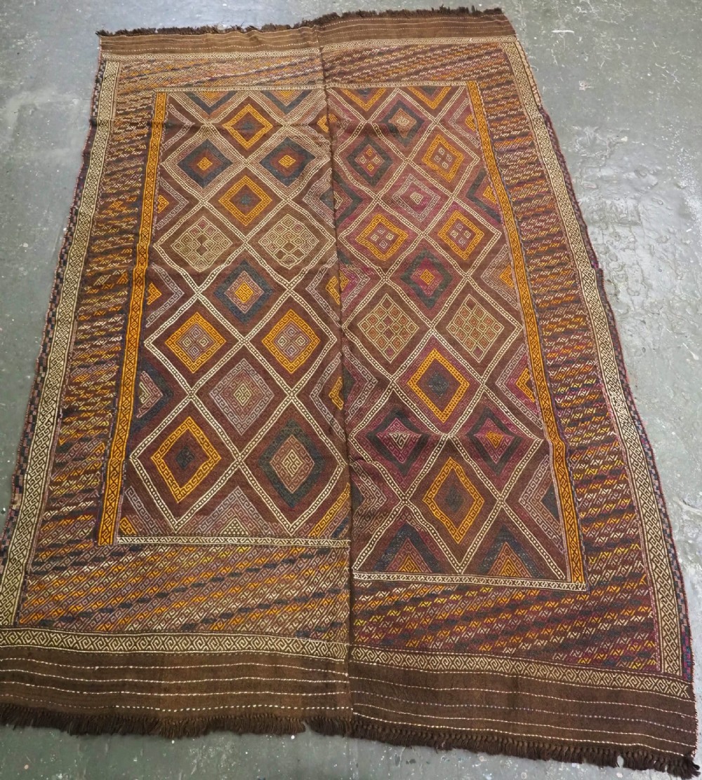 antique afghan firozkohi char aimaq kilim woven in 2 parts circa 1920