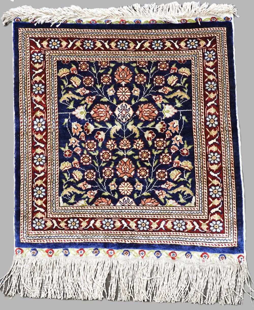 vintage turkish kayseri silk mat of very small size about 50 years old