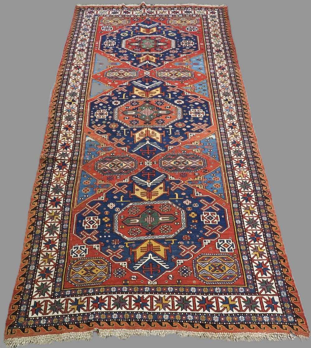 antique caucasian soumak carpets triple medallion design great condition circa 1900