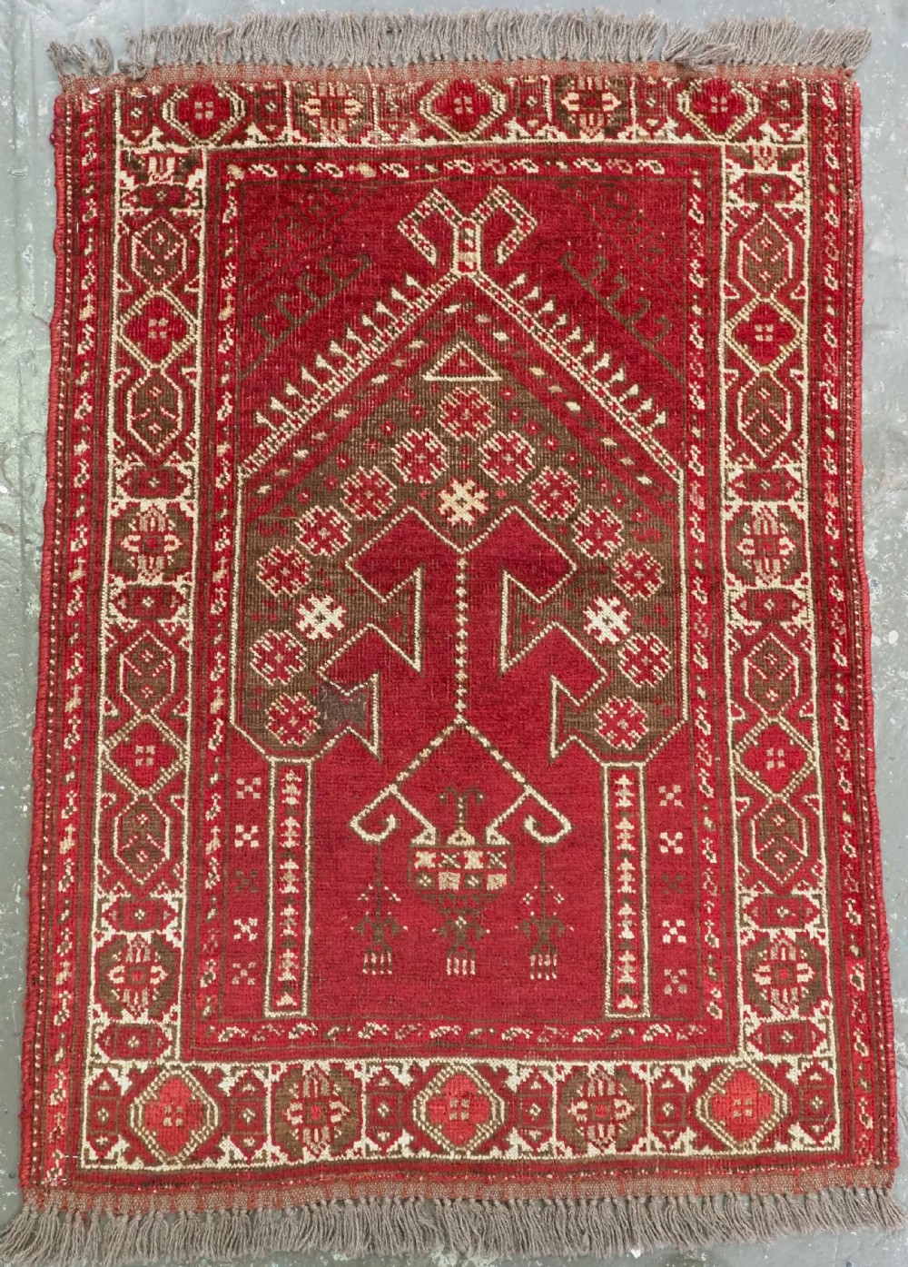 antique afghan kizil ayak turkmen prayer rug circa 1920