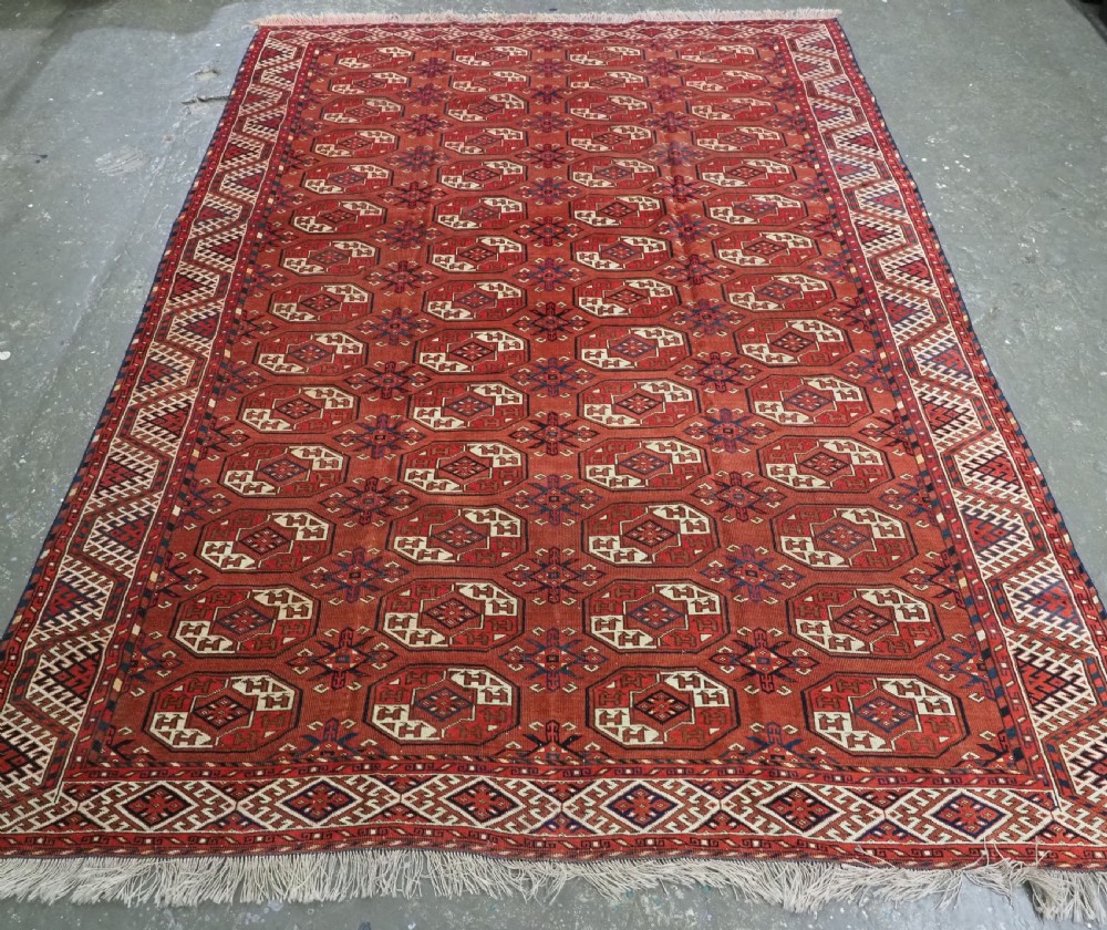 antique ersari kizil ayak turkmen main carpet with 'tauk nuska' guls circa 1870