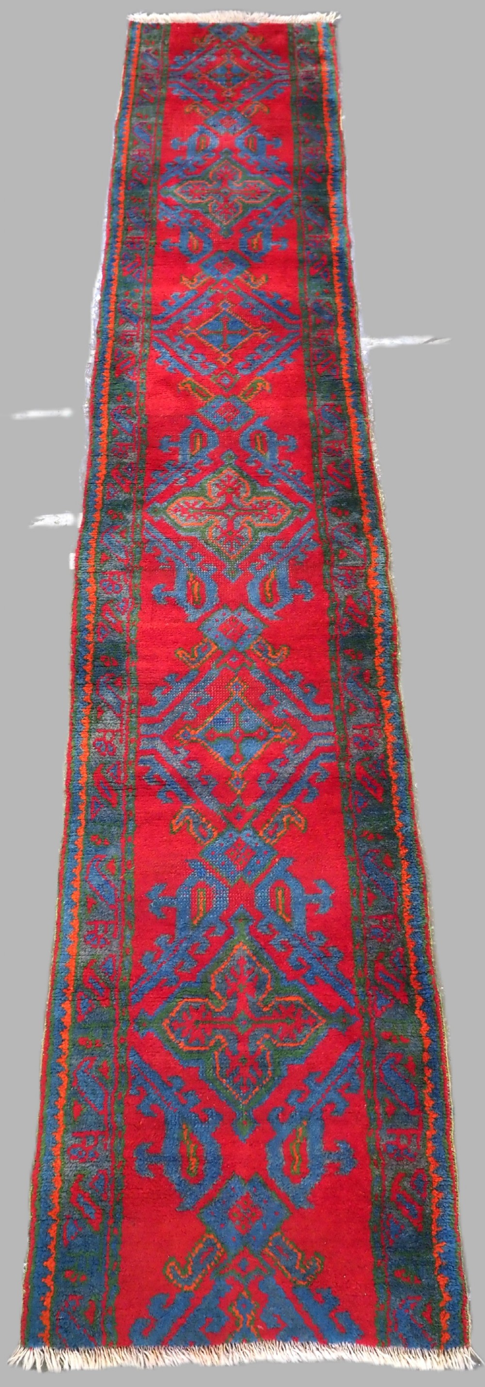 antique turkish oushak runner traditional design long and narrow circa 1920