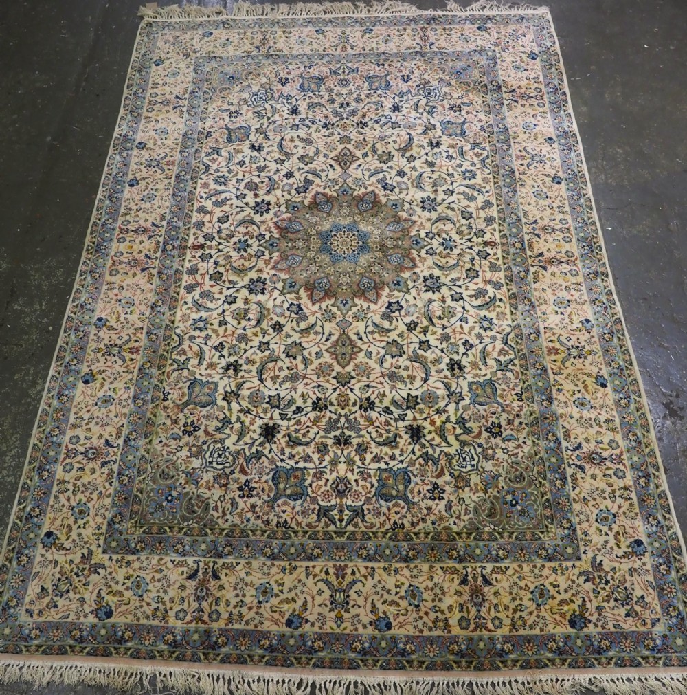 vintage isfahan carpet fine classical design on a silk foundation circa 1960