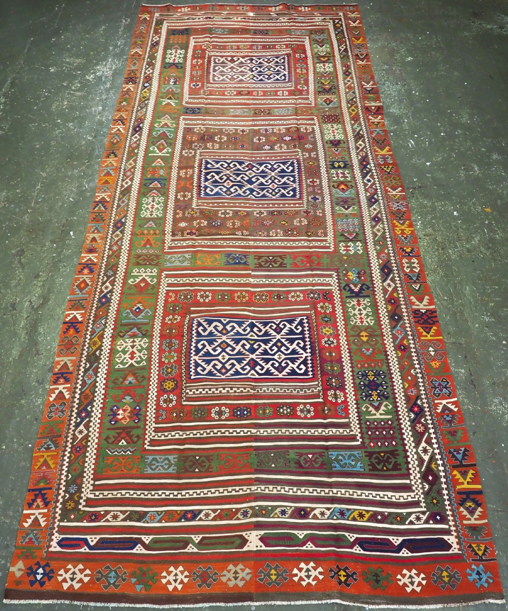 antique turkish reyhanli kilim woven in two parts circa 1890