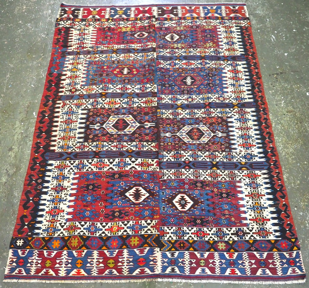 antique turkish bergama region karakecili kilim woven in two parts circa 1900