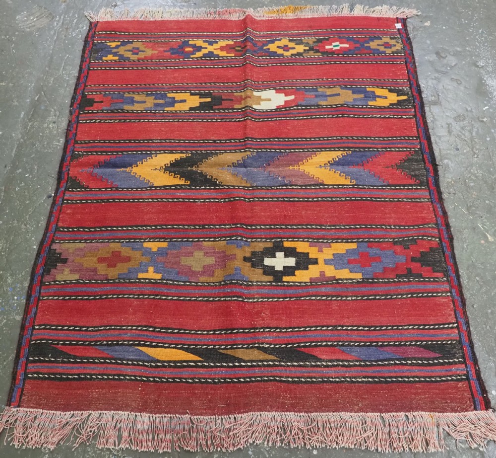 antique baluch kilim of banded chevron design useful small size circa 1920