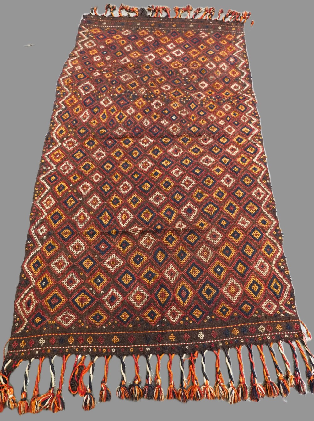 antique afghan firozkohi embroidered kilim or cover circa 1900
