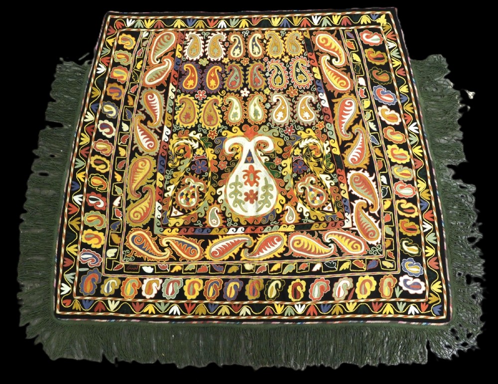 antique embroidered ceremonial horse saddle cover by the lakai tribe uzbekistan circa 1920