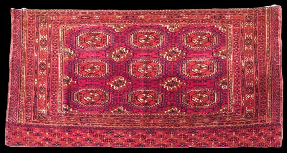 antique tekke or saryk turkmen 9 gul chuval face cochineal dye circa 1880