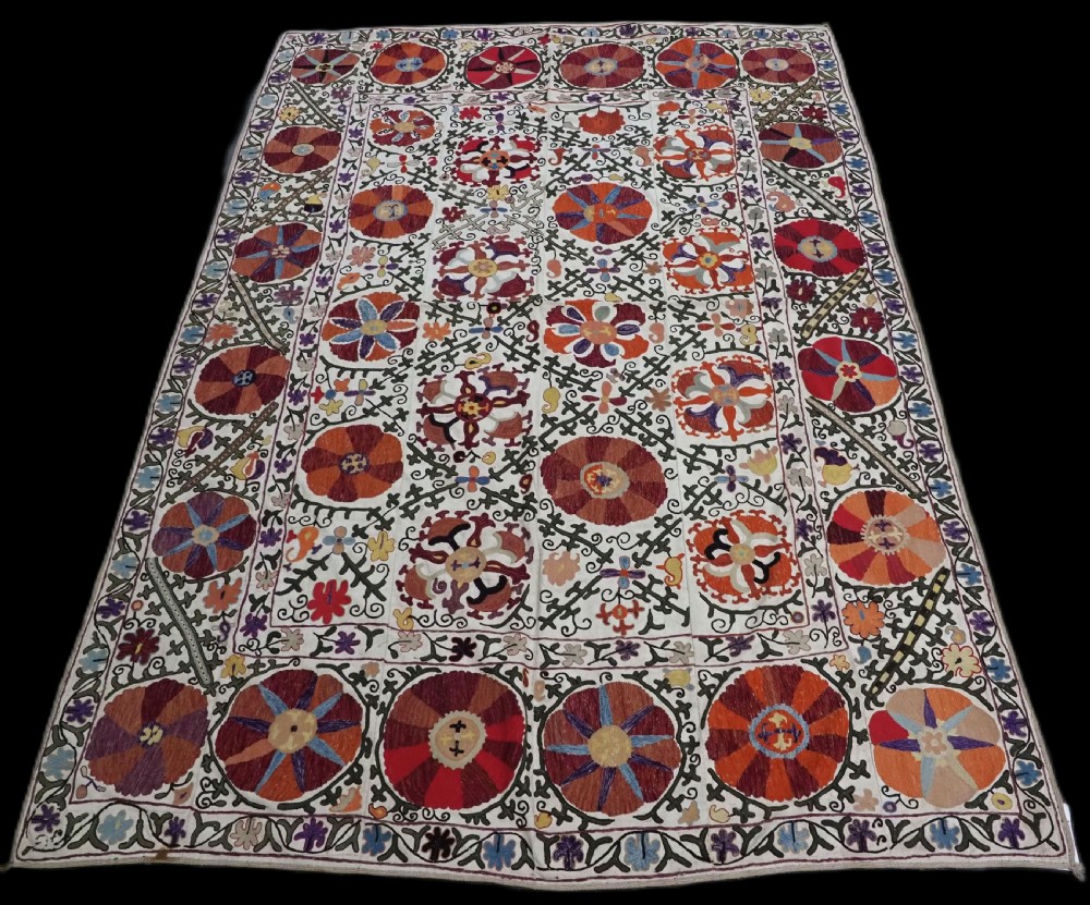 old vintage uzbeck samarkand suzani superb colour and condition 1st half 20th century
