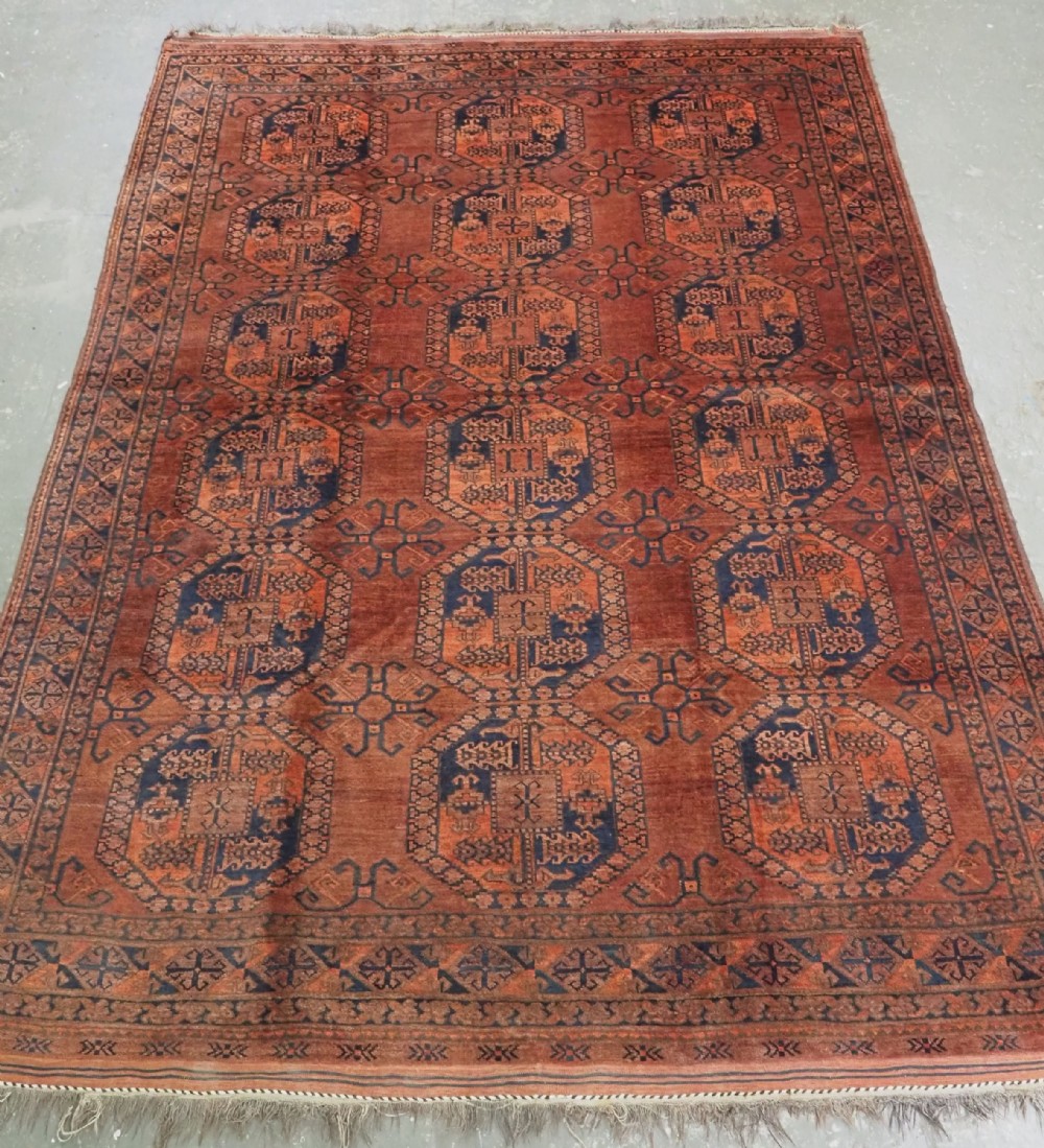 antique afghan ersari turkmen carpet warm soft brown colour circa 1900