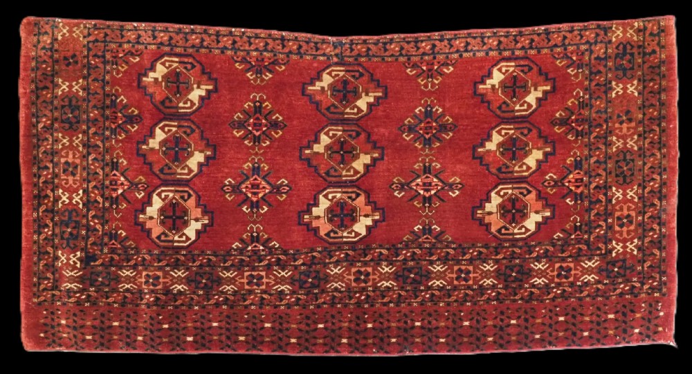 antique ersari turkmen 9 gul chuval face large size guls circa 1880