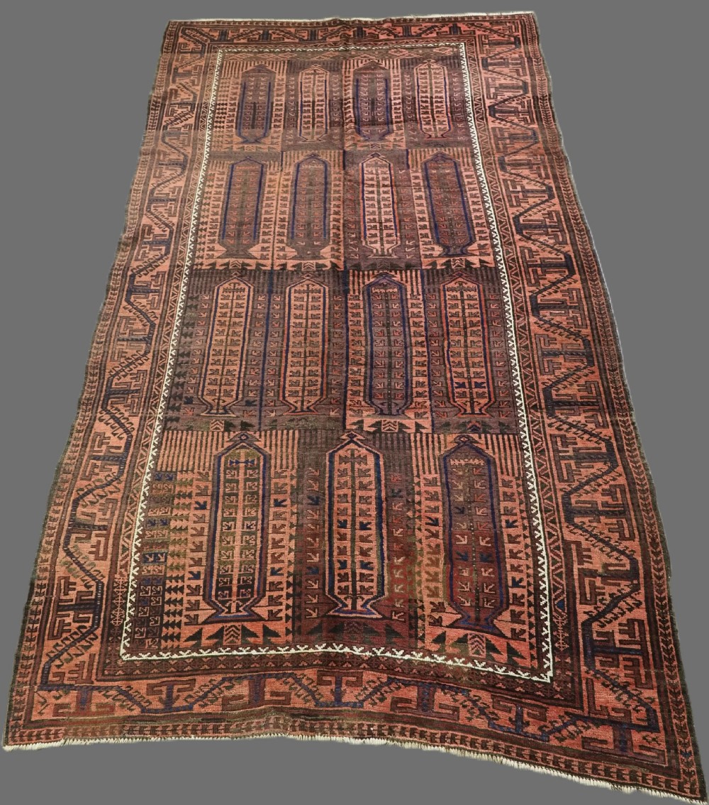antique timuri or baluch main carpet with 'kalam donneh' pencil box design circa 1900