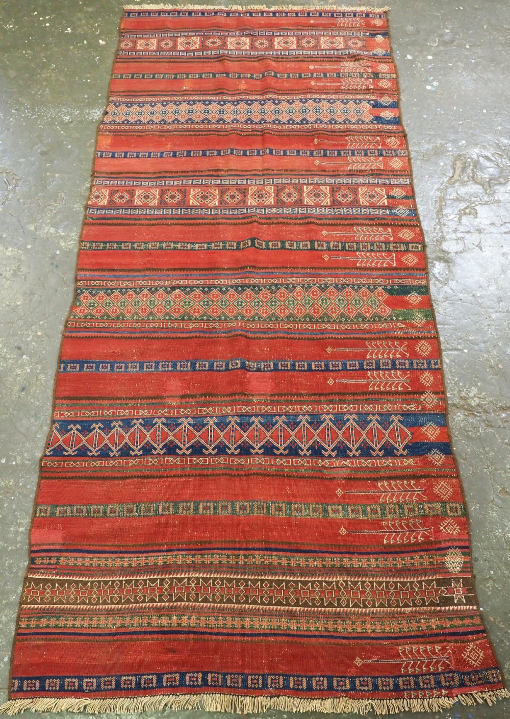 antique afghan baluch kilim in bands of weftwork decoration circa 1900