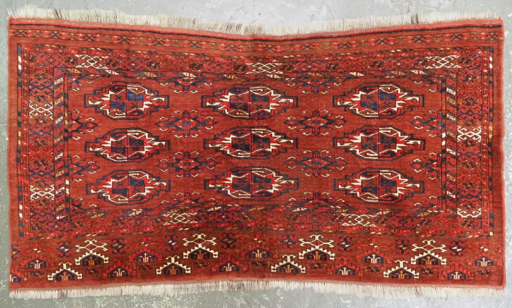 antique ersari kizil ayak turkmen 9 gul chuval face circa 1900