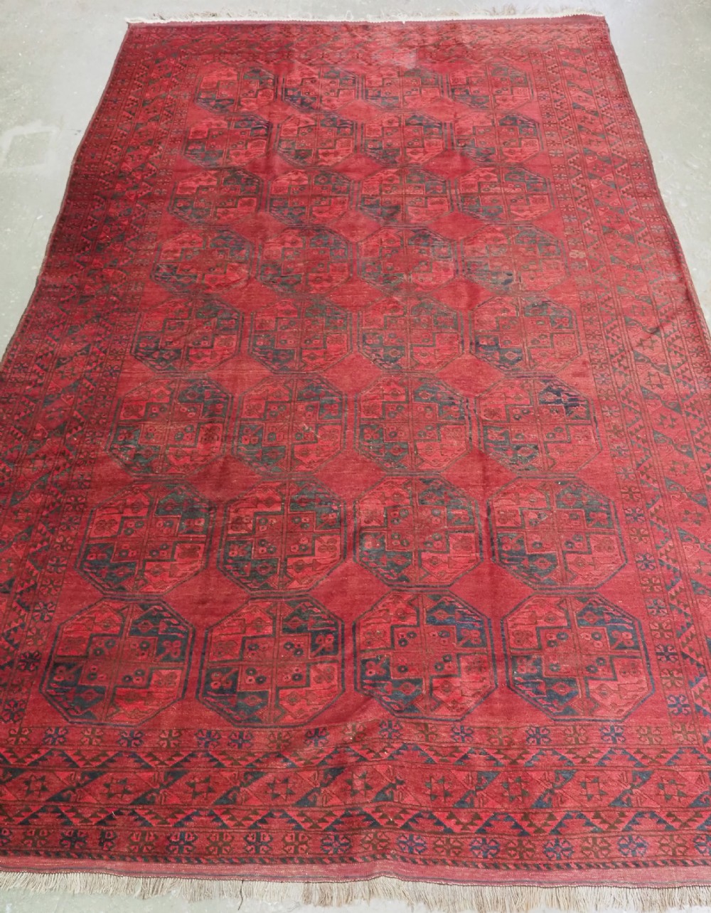 antique afghan ersari carpet of large size traditional gul design circa 1900