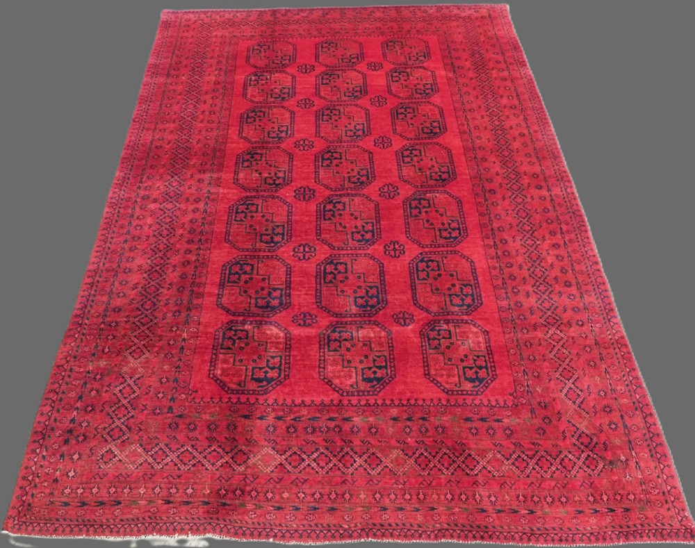 antique afghan village carpet with ersari turkmen design circa 1920