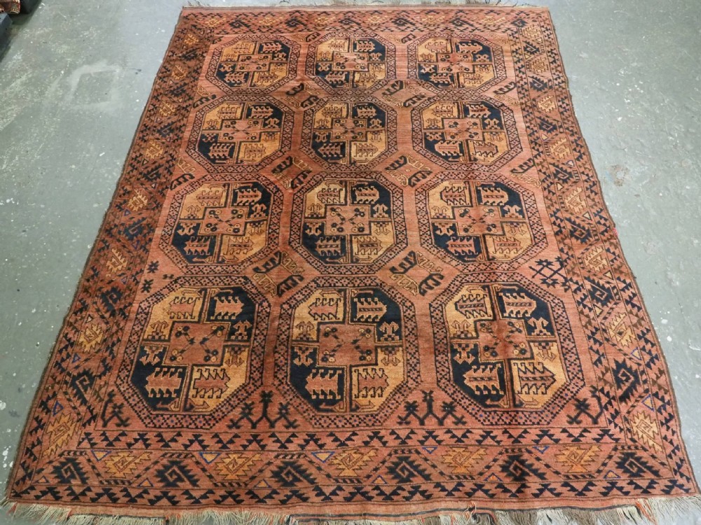 antique afghan ersari turkmen carpet warm colours circa 1900