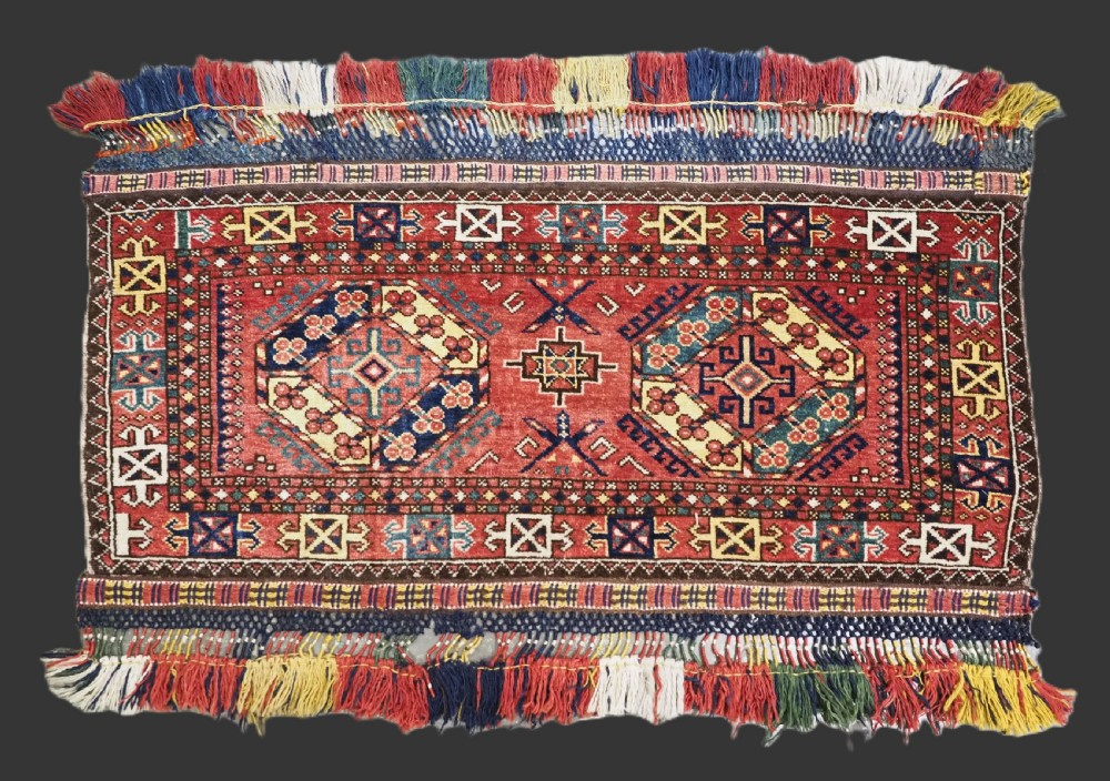 a rare central asian uzbek karakalpak dowry weaving with large turkmen gols circa 1900