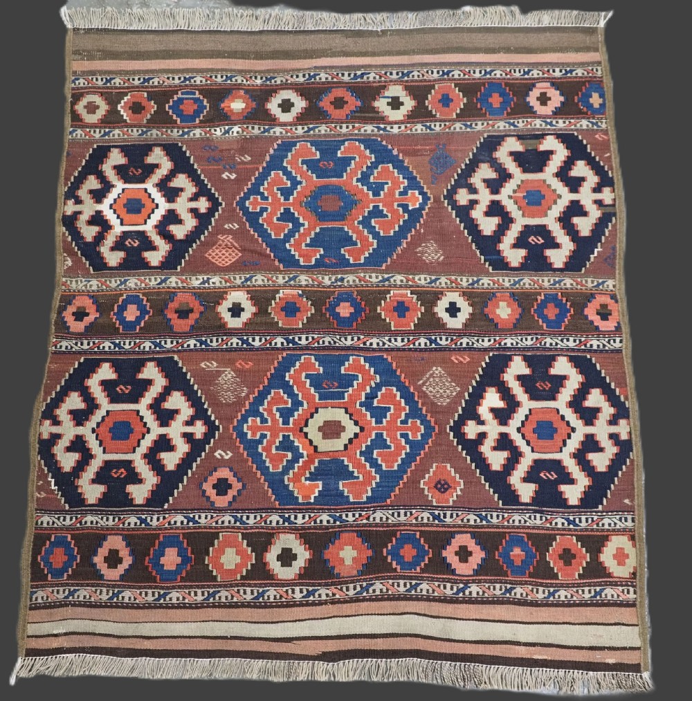 antique caucasian kazak kilim made from mafrash panels circa 1900