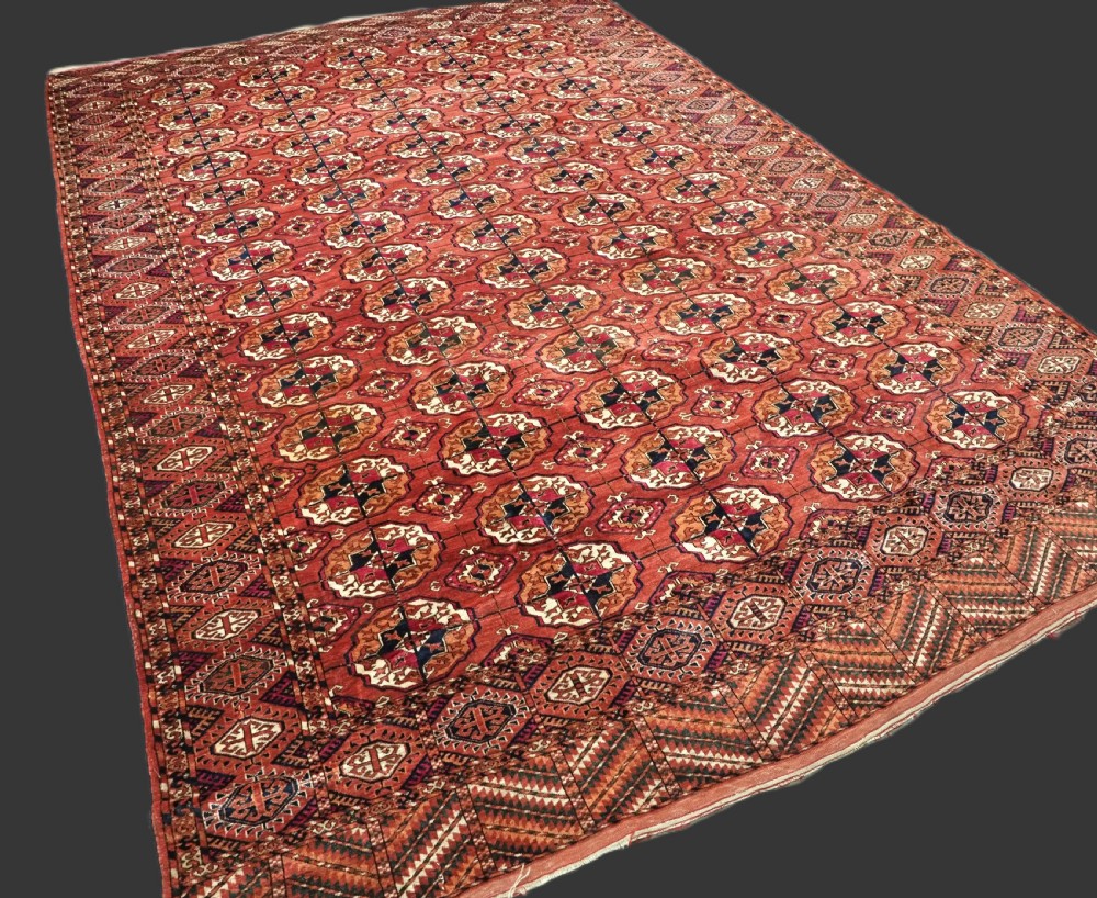 antique tekke turkmen main carpet superb colour wool circa 1880
