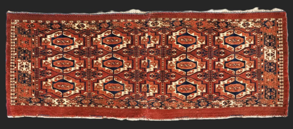 antique tekke turkmen 15gul torba fragment very fine weave circa 1850