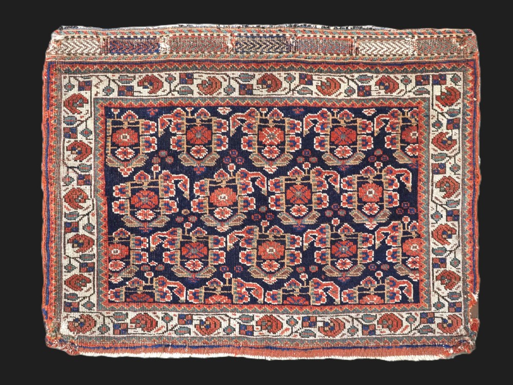 antique afshar tribal saddle bag face with large boteh design circa 1880