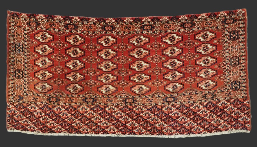 antique tekke turkmen chuval face with 30 gul design circa 1880