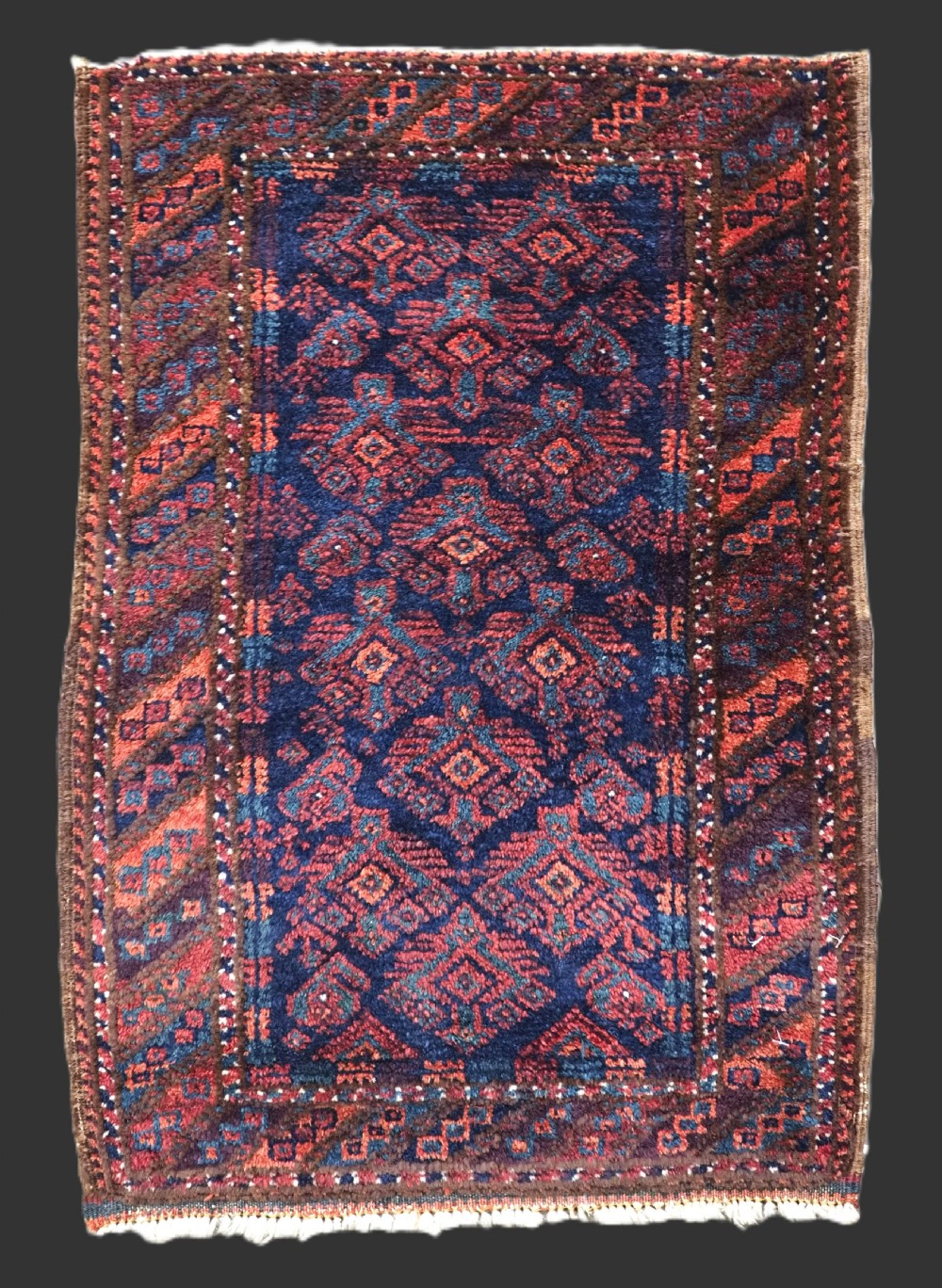 antique sistan baluch pushti face with traditional design circa 1900