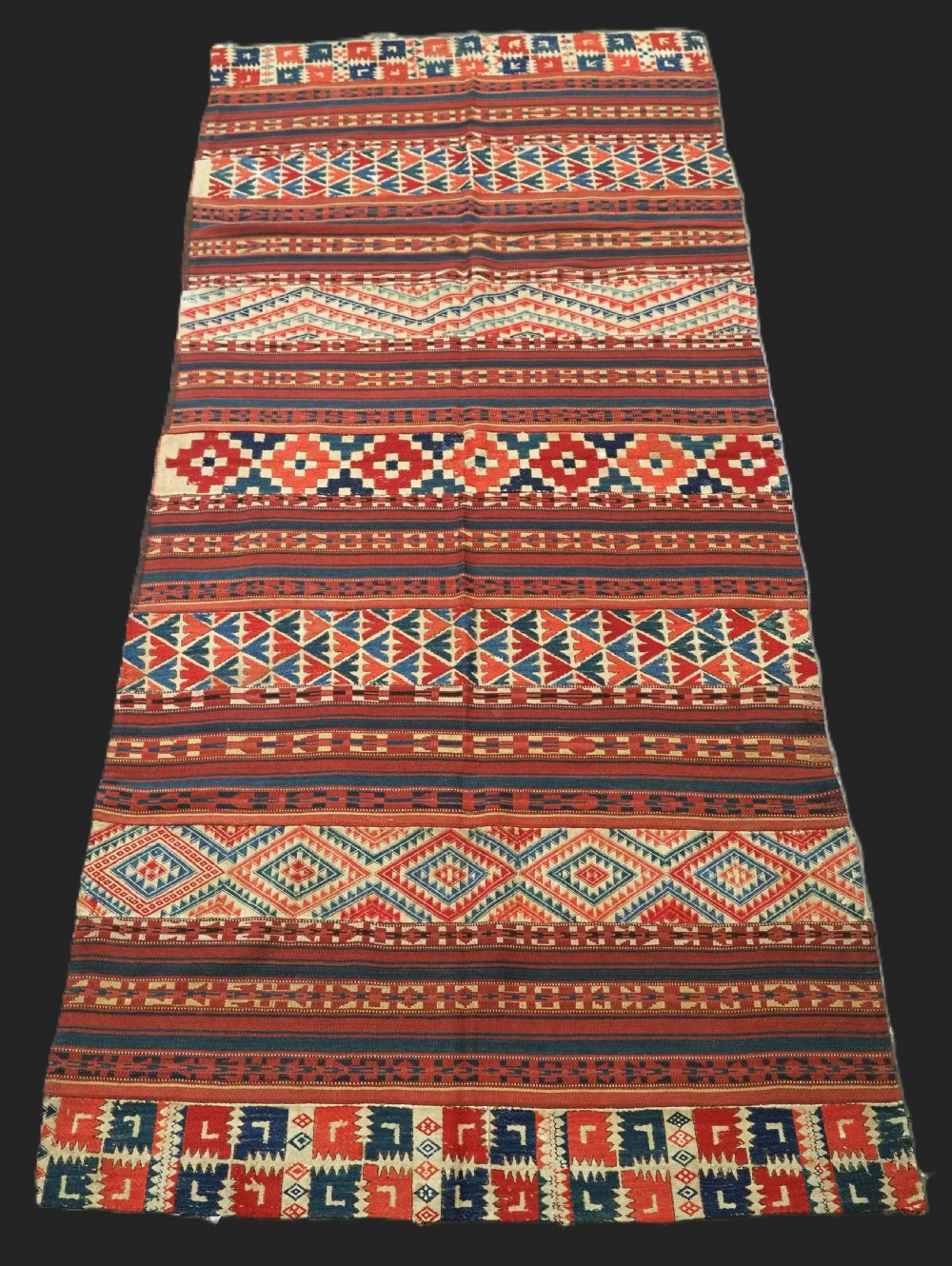 antique uzbek kungrad region kilim woven in 13 strips circa 1890