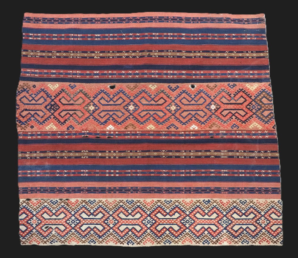 antique uzbek kungrad region kilim panel cover made in four strips circa 1900