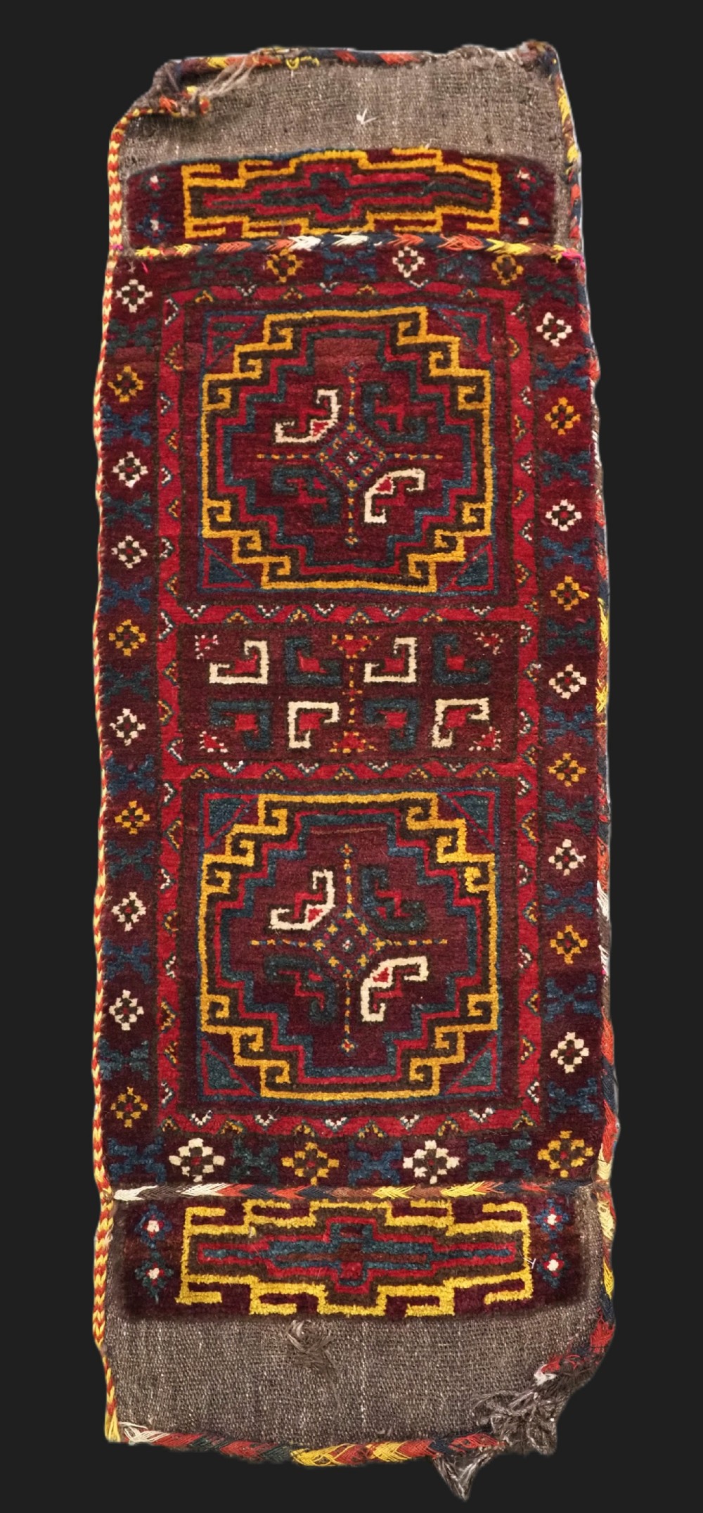 antique uzbek 'napramach' storage bag face outstanding original condition circa 1900