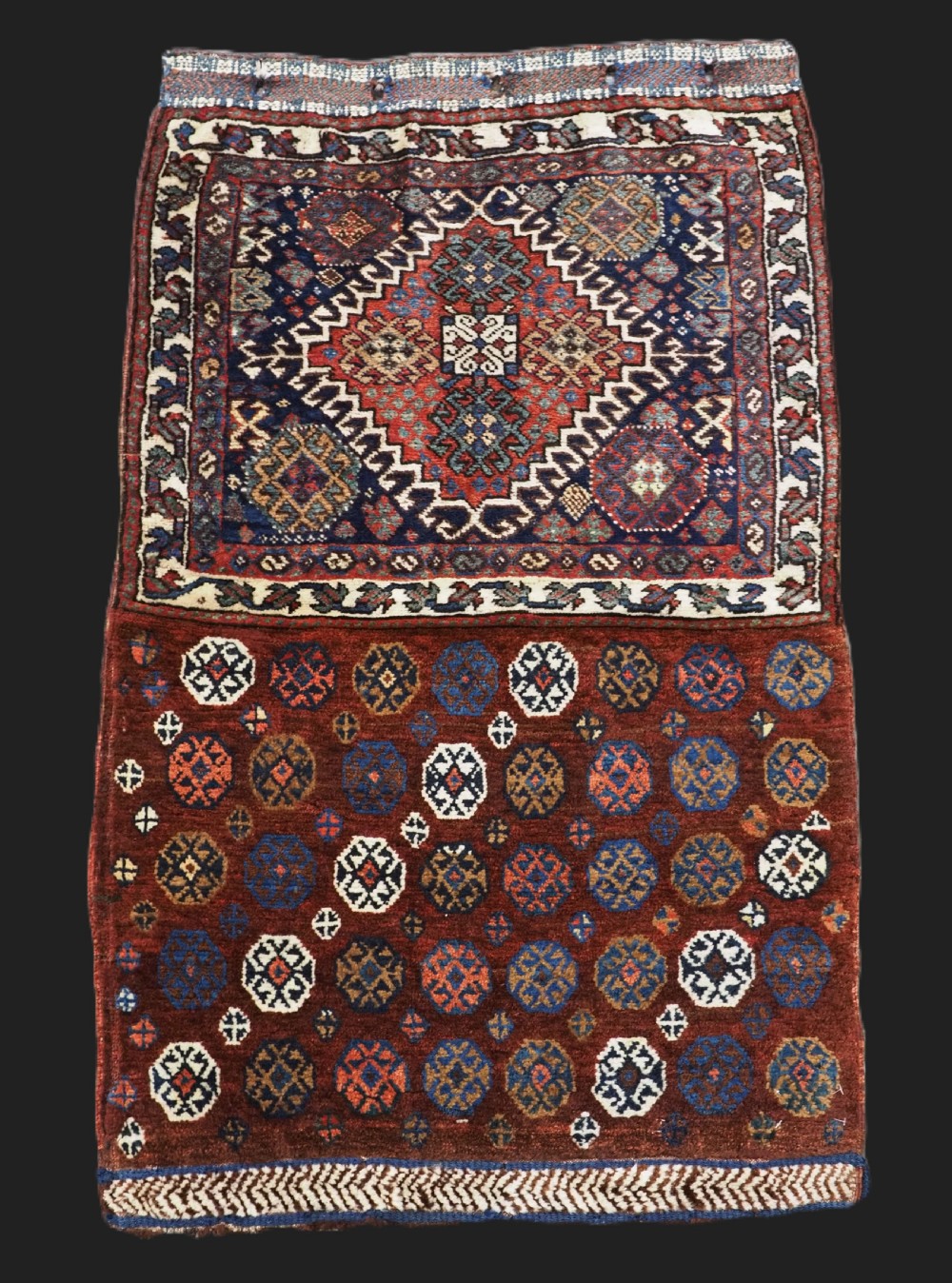 a rare antique qashqai or luri double faced saddle bag circa 1890