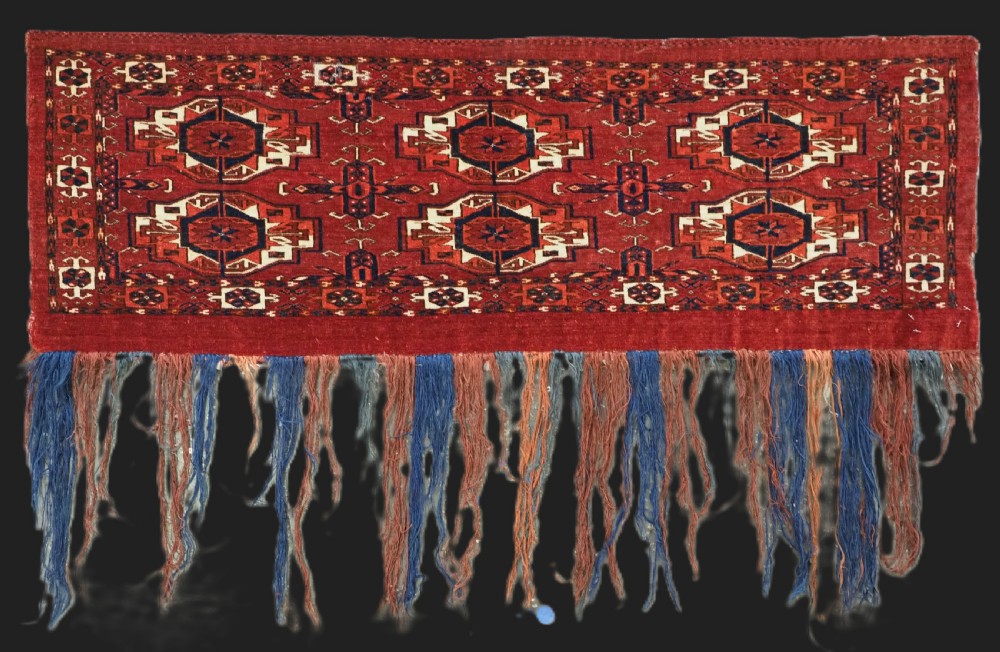 antique tekke turkmen 6 gul torba excellent colour and drawing 1st half 19th century