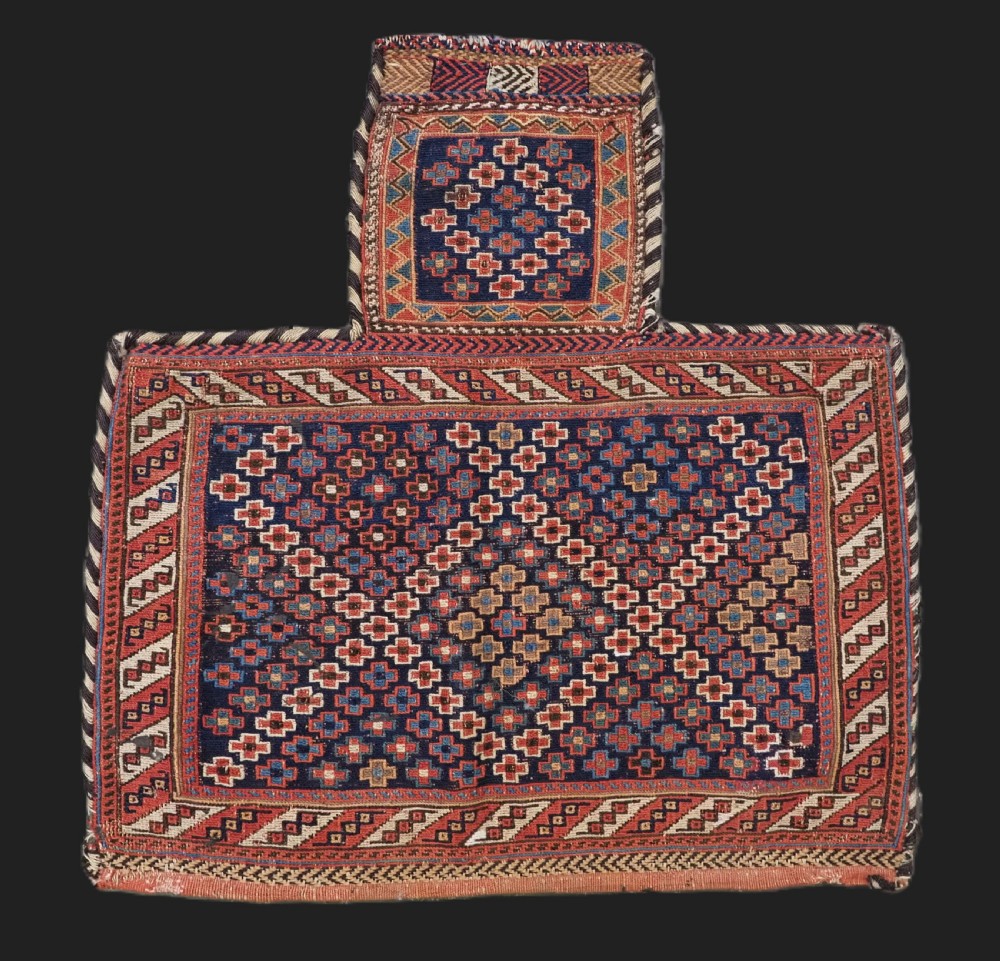 antique salt bag by the afshar tribe woven in soumak work circa 1880