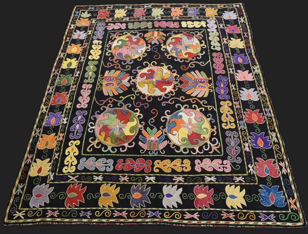 antique uzbek lakai 'dasterkhan' eating cloth circa 190020