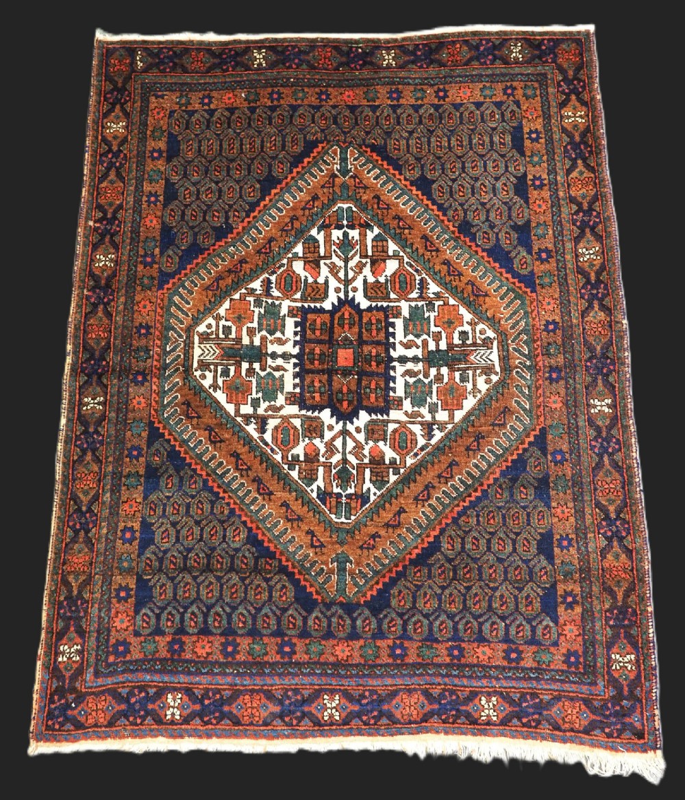 antique afshar neriz rug with small medallion boteh design circa 1900