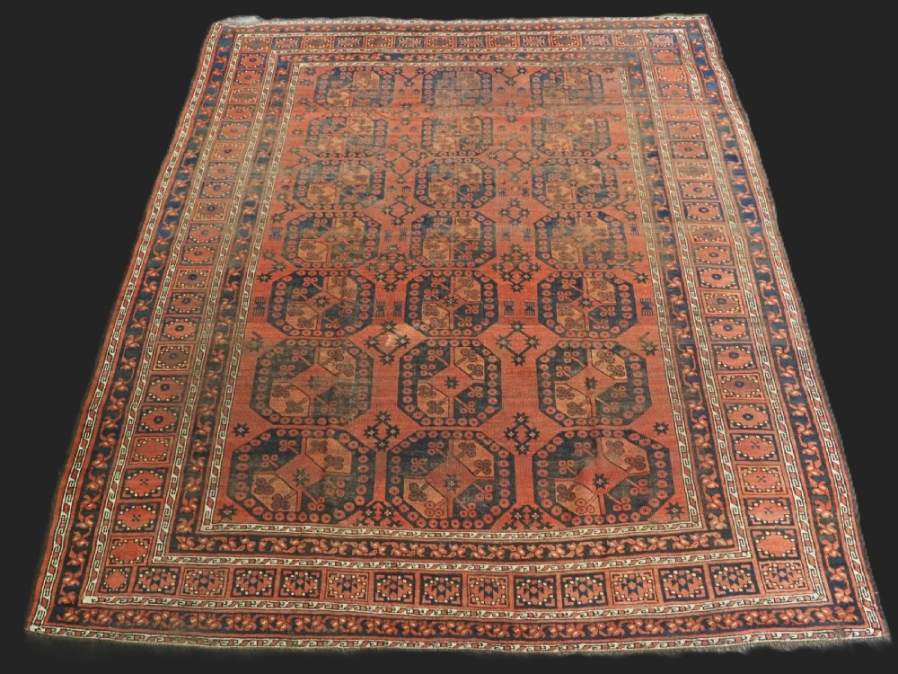 antique ersari turkmen main carpet good early example with wear circa 185070
