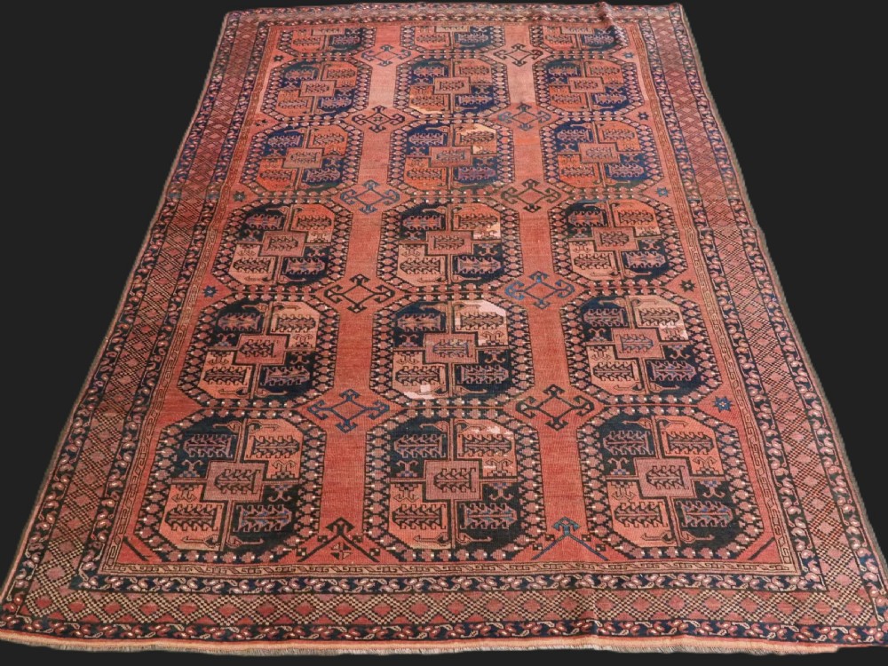 antique northern afghan ersari turkmen carpet with some wear circa 1900