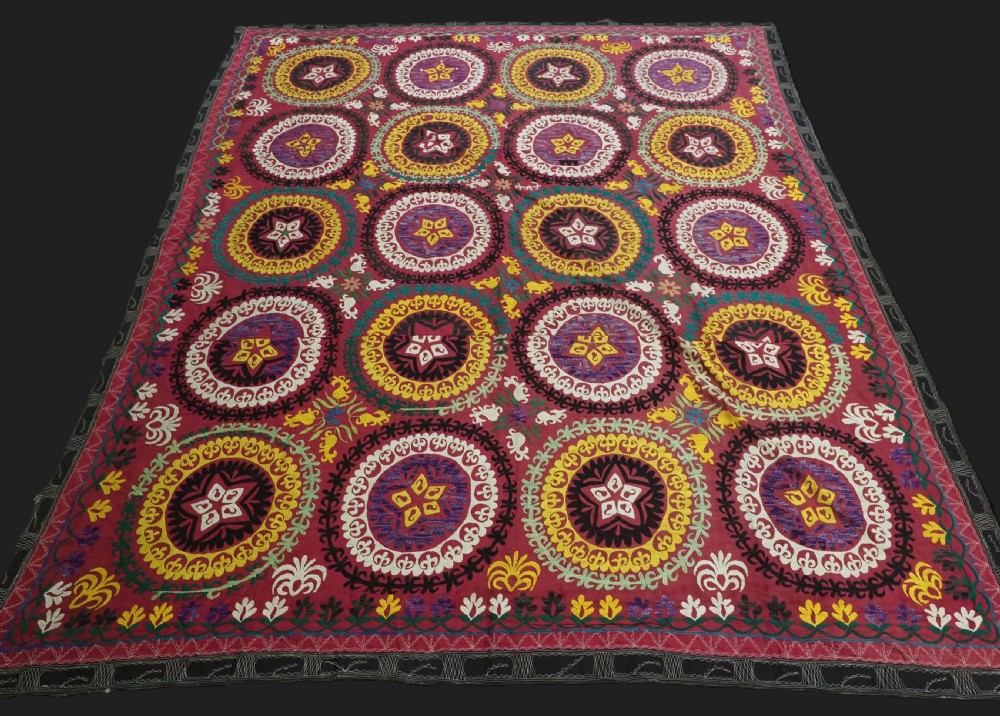 vintage uzbek suzani probably lakai tribe silk on cotton circa 192030