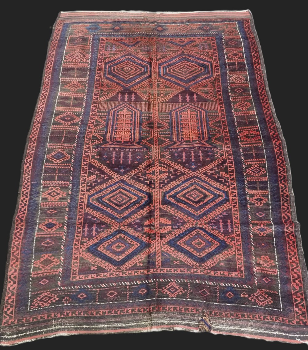 antique afghan baluch carpet possibly timuri unusual design circa 1890