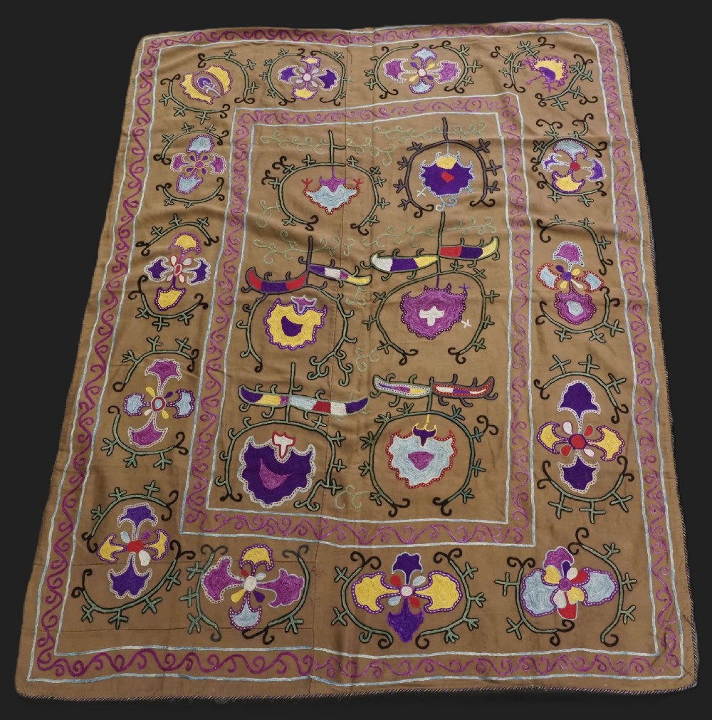 antique uzbek 'nim' suzani possibly lakai work circa 190020