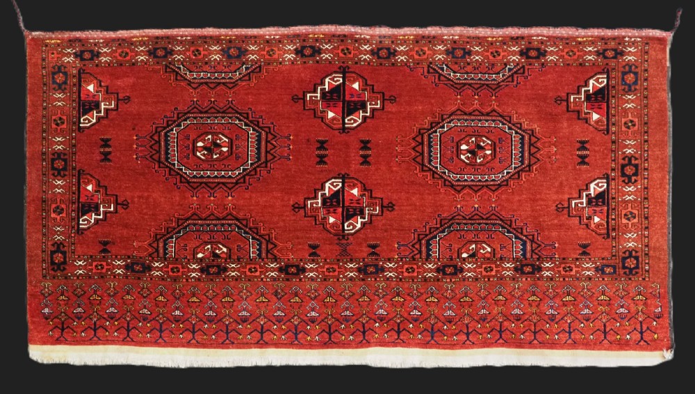 antique ersari turkmen chuval face of unusual design large size late 19th century