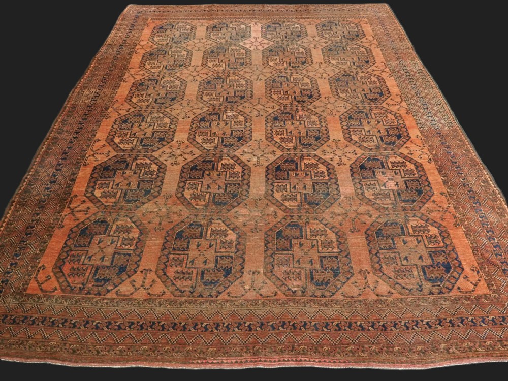 antique afghan ersari turkmen carpet large country house size circa 1900