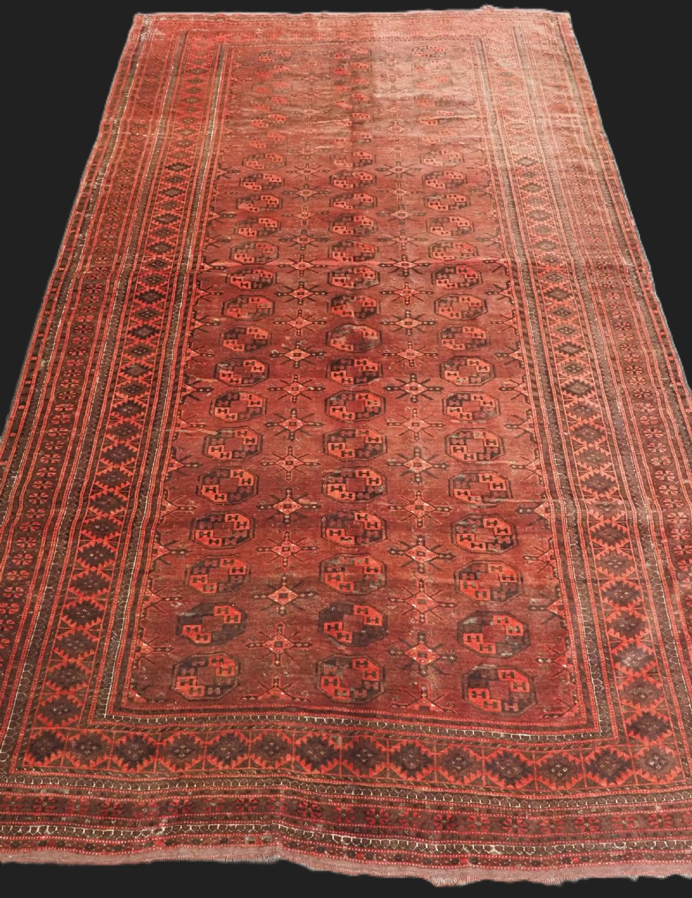 antique afghan kizil ayak turkmen carpet of good room size circa 1900